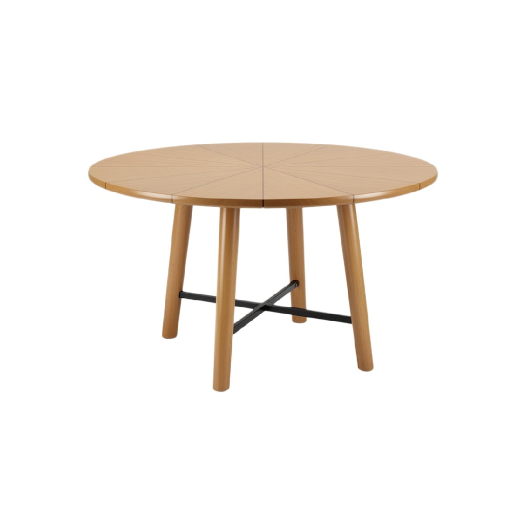 Modern Round Wooden Dining Table with Crossed Leg Support