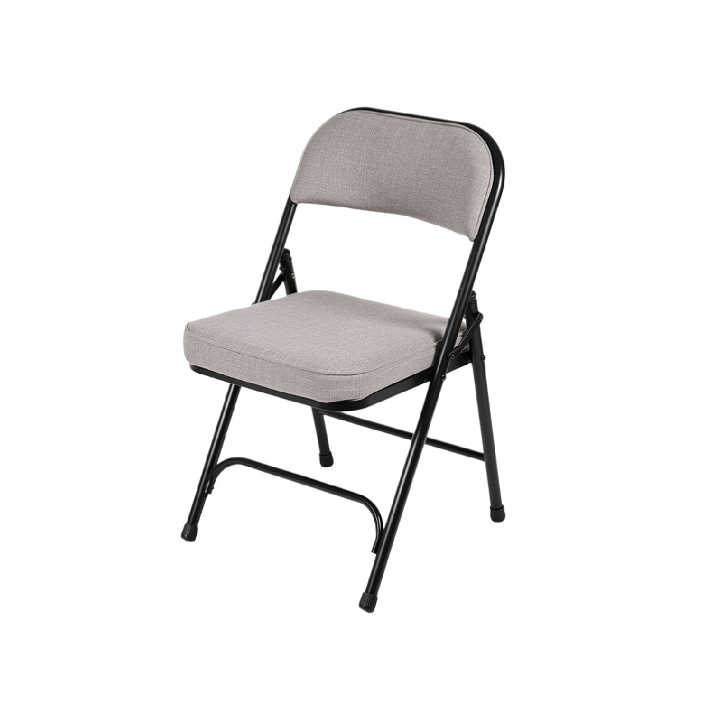 Foldable Grey Fabric Chair with Metal Frame