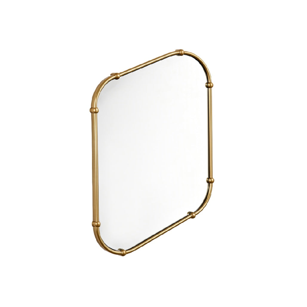 Vintage-Inspired Rectangular Wall Mirror with Gold Frame